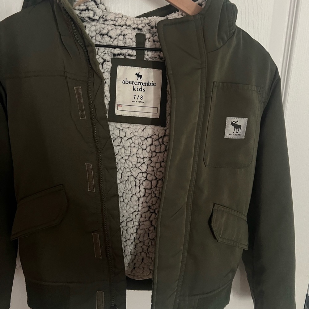 Abercrombie Kids Olive Jacket with Fleece Lining